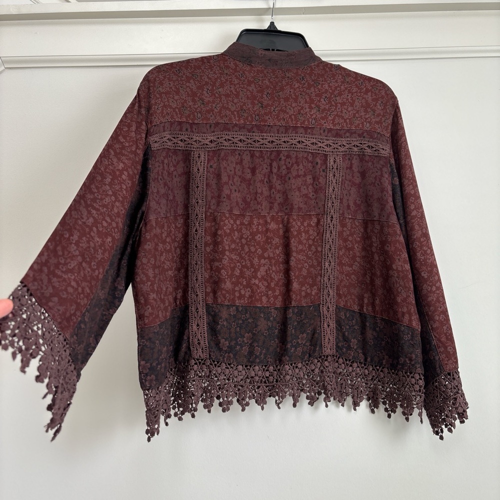 Young Threads Earthy Boho Button Down Cropped Shi… - image 3